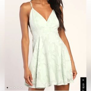 NWT Lulus Day of Beauty Mint Green Burnout Floral Skater Dress